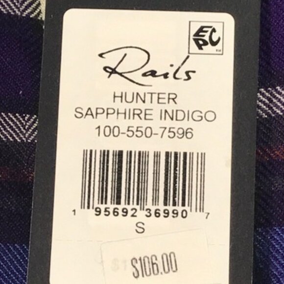 Rails Plaid Long Sleeve Button Up Shirt, Women's Size S - Hunter Sapphire Indigo - Picture 4 of 12